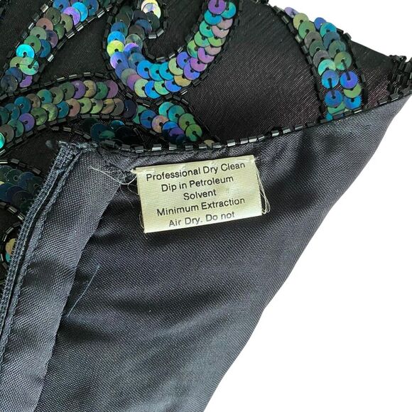 Vintage Patra Dress Womens 12 Black Sequined Long Sleeve Party 80s Glam - Picture 8 of 8